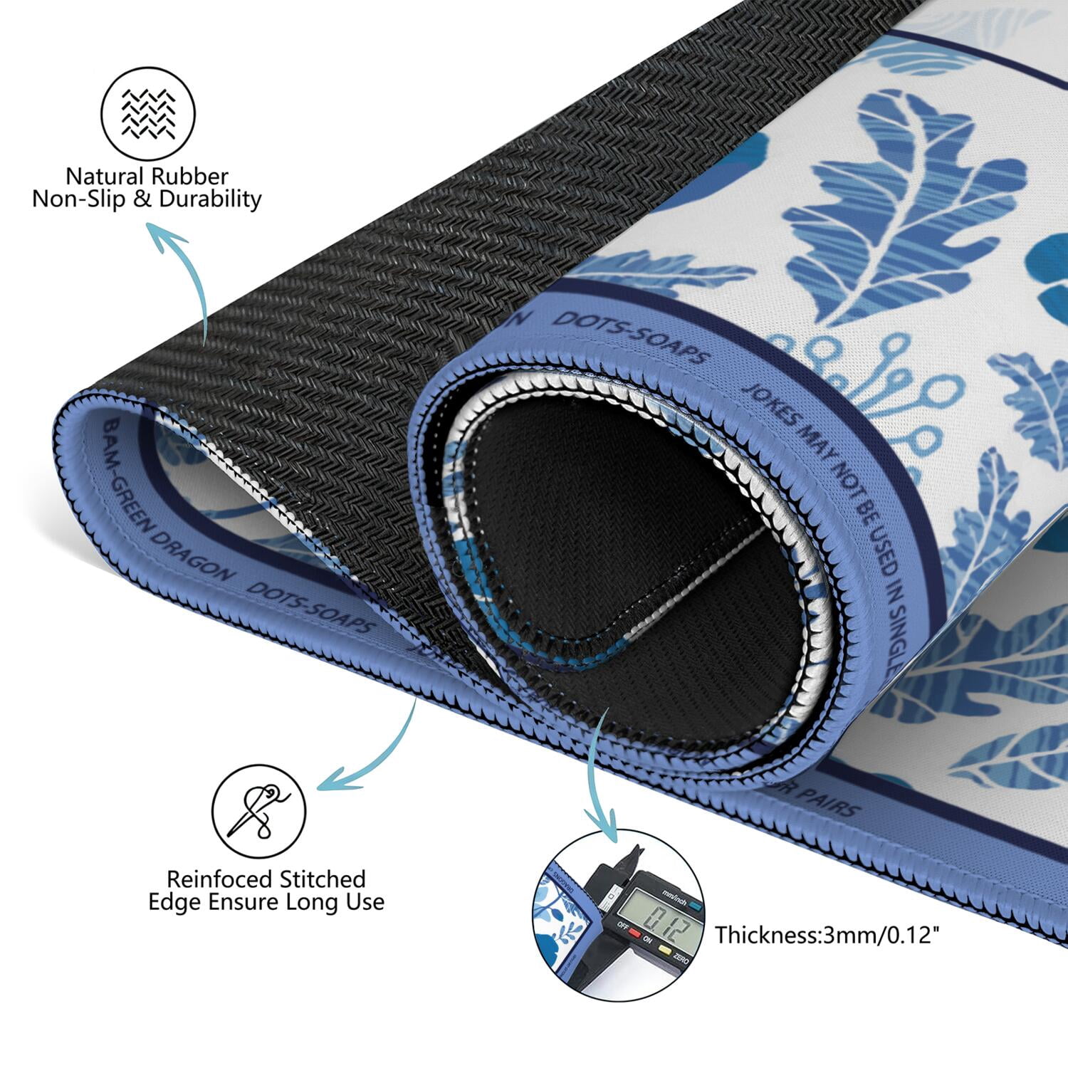 Floral Mahjong Mat with Rules, 31.5*31.5in Anti Slip American Mahjong Mat for Table, Noise Reduction, Neoprene Mah jongg Mats with Carrying Bag & 3 Dices, Mahjong Set Gift, Board Tile Games Mats
