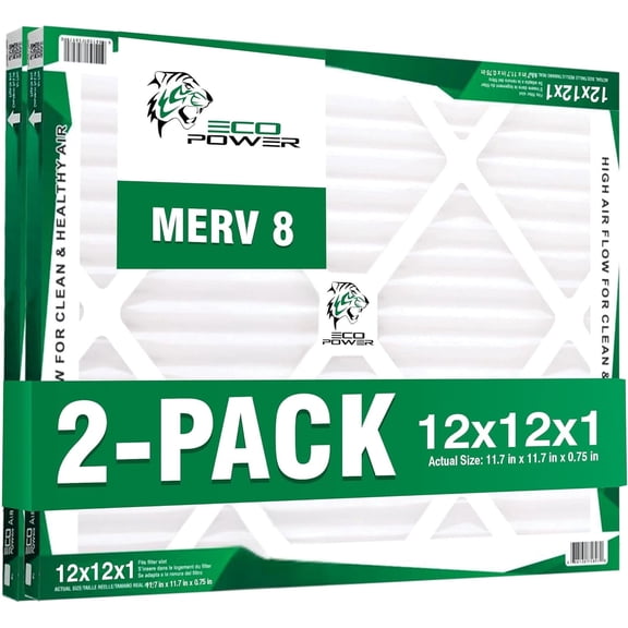 12x12x1 Air Filter MERV 8 (2-Pack) - Pleated Air Conditioner HVAC AC Furnace Air Filters Replacement (12x12x1 2-Pack)