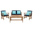 thumbnail image 2 of SAFAVIEH Outdoor Collection Fontana 4-Piece Patio Set Natural/Navy, 2 of 13