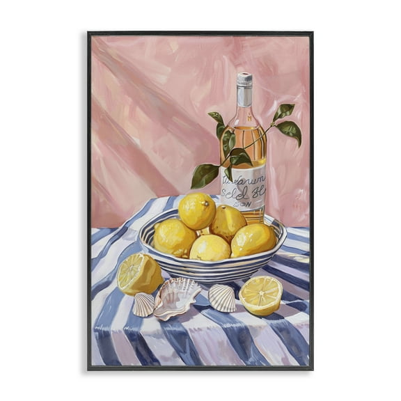 Stupell Industries Summer Fruit & Wine Food & Beverage Painting Black Framed Art Print Wall Art, 12 x 18