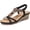 Black, variant on Womens Wedge Sandals Bohemian Beaded Elastic Ankle Strap Comfort Low Heel Summer Casual Dressy Shoes