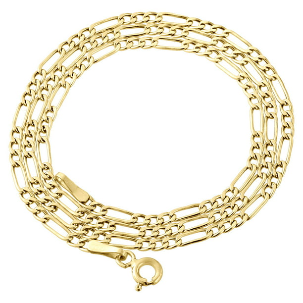 Jewelry For Less - Genuine 10K Yellow Gold Figaro Chain 2.50mm Necklace Mens or Ladies 16 Inches ...