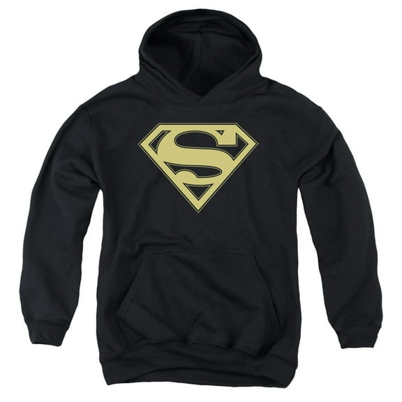 Superman - Gold & Black Shield - Youth Hooded Sweatshirt - Small