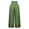 thumbnail image 5 of Women Cotton Linen High Waist Pants Casual Wide Leg Palazzo Lounge Elastic Trousers with Pockets, 5 of 9