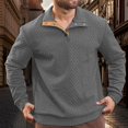 thumbnail image 5 of Blekii Men's Jacquard Knit Sweatshirt, Button Detail Stand Collar Pullover, Textured Pattern Long Sleeve Top, Smart Casual Layer for Spring/Fall, Lightweight And Breathable, Stylish, 5 of 5