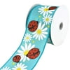 Ladybugs and Daisies Wired Ribbon, 2-1/2-Inch, 10-Yard, Turquoise