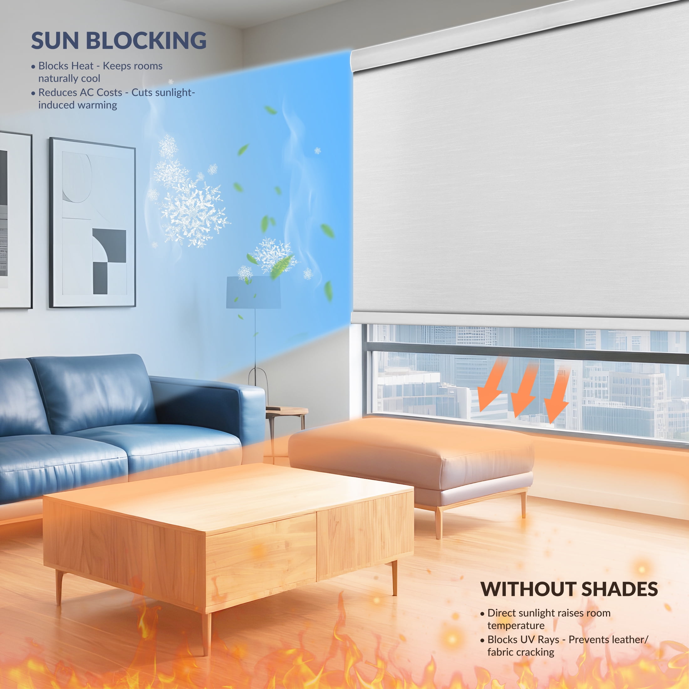 Blackout Roller Shades for Windows,Cordless,Roller Blinds for Windows,Thermal Insulated Fabric Window Blinds for Home,Office,Bedroom,Door, Pure White, 27"W x 72"H
