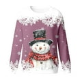 thumbnail image 4 of Fiaer Christmas Crew Neck Sweatshirts Women Oversized Snowman Snowflake Graphic Pullover Long Sleeve Loose Fit Xmas Tops Light Purple XL, 4 of 4