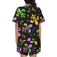 thumbnail image 3 of Bixox Women's Mardi Gras Carnival4 Printed Pajama Set 2 Piece Lounge Set Top and Shorts Soft Pajamas, Shorts with Pockets, 3 of 7