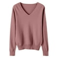 thumbnail image 4 of TQWQT Women's Knit Sweaters Basic Soft Cotton Light Purple Sweaters Long Sleeve Shirt Casual Lightweight V-Neck Pullover Sweaters Dressy Fall Tops Light Purple M, 4 of 4