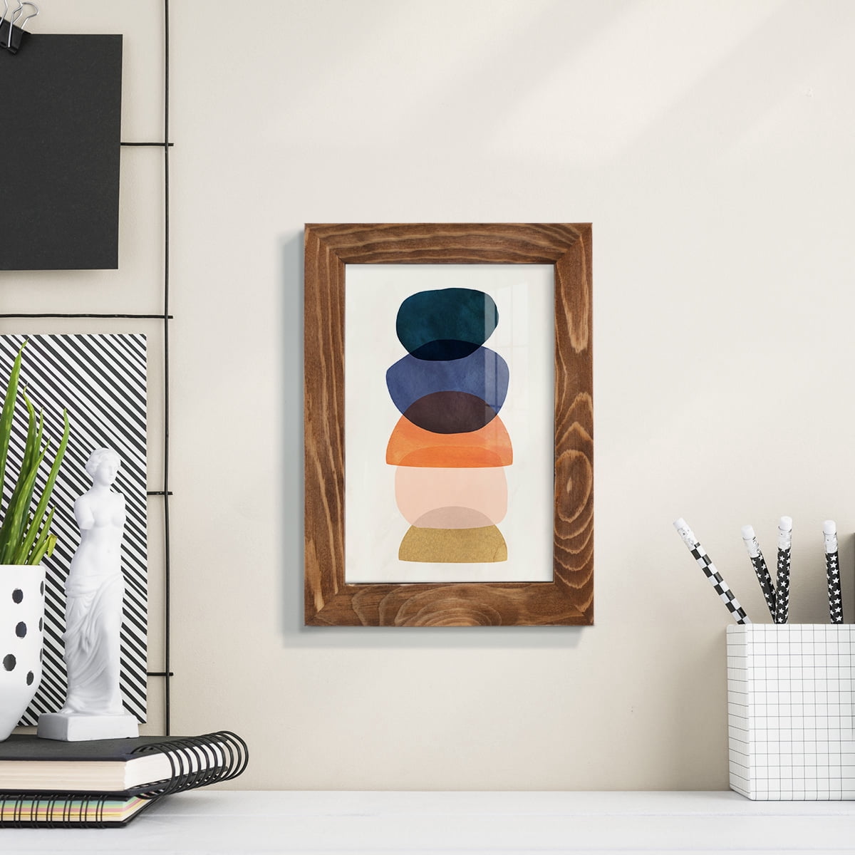 Mod Pods I -Framed Print w/glass-Walnut
