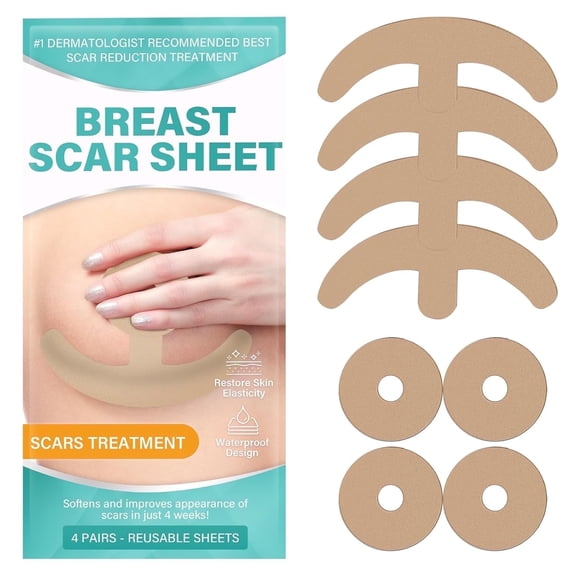 Silicone Scar Sheets, Silicone Scar Tape, Reusable Silicone Scar Sheets for Breast, 4 Pair