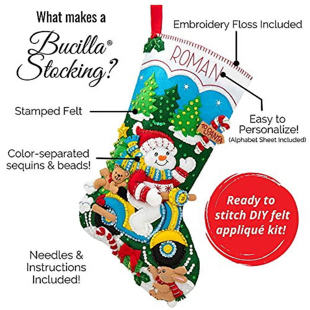 Bucilla Snowman & Puppies 18 in Multicolor Felt Stocking Kit