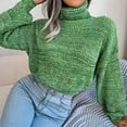 thumbnail image 3 of Womens Fall Fashion 2022! QLEICOM Sweaters for Women, Women's Fashion Casual Lantern Long Sleeve Turtleneck Knitted Sweater Turtleneck Sweater On Clearance, 3 of 6