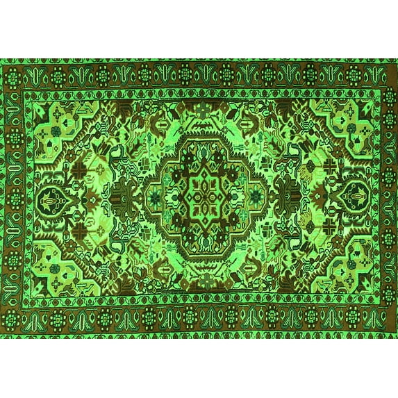 Ahgly Company Indoor Rectangle Persian Green Traditional Area Rugs, 2' x 4'