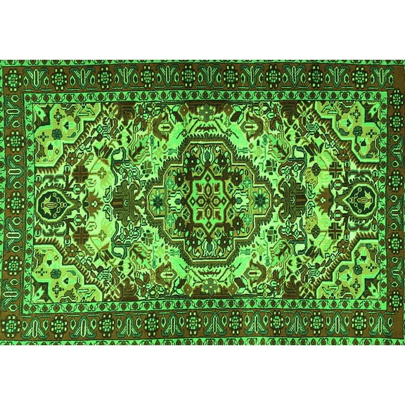 Ahgly Company Indoor Rectangle Persian Green Traditional Area Rugs, 5' x 7'