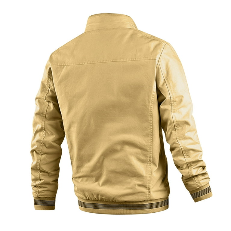 Gubotare Men Coat Jacket Coat Sports Zip Pocket Stand-Up Collar Jacket  Blouse For Men's (Yellow, XXXXL) 
