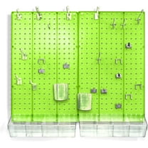 Azar Displays 900945-GRE The DIY Multi-purpose 70-piece Pegboard Wall Organizer Kit with Two Panels and Accessory Assortment, Panel Sizes: 13.5” W x 22” H each, Green