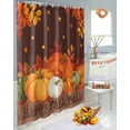 thumbnail image 6 of Thanksgiving Orange Pumpkin Shower Curtains for Bathroom, Happy Fall Y'all Leaves Brown Waterproof Fabric Shower Curtain for Bathroom Bathtub Decoration, Machine Washable, 72"x72", 6 of 9