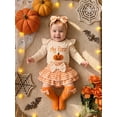 thumbnail image 6 of Loicainy Infant Baby Girl Halloween Outfit 3 6 9 12 18 Months Long Sleeve Romper Skort Headband Stockings Clothes Set, 6 of 9