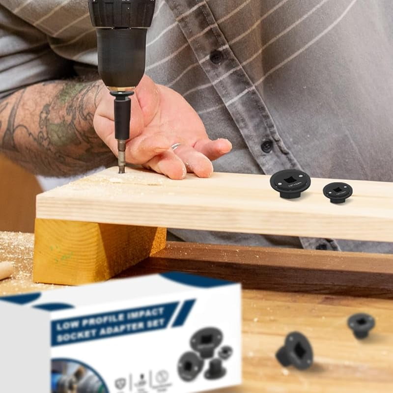 Low Profile Impact Socket Adapter Set,2025 Upgraded 4PCS Drive Ratchet Adapter Set for Tight Spaces,3/4" to 1", 1/2" to 3/4", 1/2" to 3/8", 1/4" to 3/8" (1 Set-4pcs)