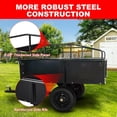 thumbnail image 5 of Lumiparty Heavy Duty Tow Behind ATV Trailer, 750 Lbs Steel Dump Cart Garden Carts with Removable Sides to Convert Into Flatbed, Metal Utility Wagon for Riding Lawn Mower Tractor, Black, 5 of 7