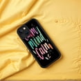 thumbnail image 4 of Colorful Gradient ' Calm Mind Calm ' iPhone 15 Case - Lightweight Yellowing Resistant Black Background with Abstract Leaf Design, 4 of 6