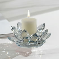 Crystal Lotus Tealight Candle Holders - Transparent Glass Candlestick for Christmas Home Wedding Party, Decorative Tea Light Holders Table Centerpiece Festive Decor