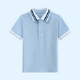 thumbnail image 4 of Atogsazn Toddler Boys Summer T-shirt Kids Casual Button Up Short Sleeve Pullover Tshirt Basic Classic Tops School 01-Blue 12-13 Years Fashion, 4 of 5