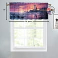 thumbnail image 4 of Coastal Lighthouse Valance Rod Pocket Window Curtain for Kitchen Sunrise Blue Ocean Nautical Sea Wave Seacape Window Valance for Bedroom Bathroom Living Room Dining Room 54 by 18 in, 1 Panel, 4 of 6