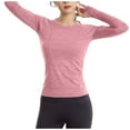 thumbnail image 5 of Workout Shirts for Women Long Sleeve Yoga Tops Sports Running Shirt Tight Athletic Top Slim Fit (M, Pink), 5 of 8