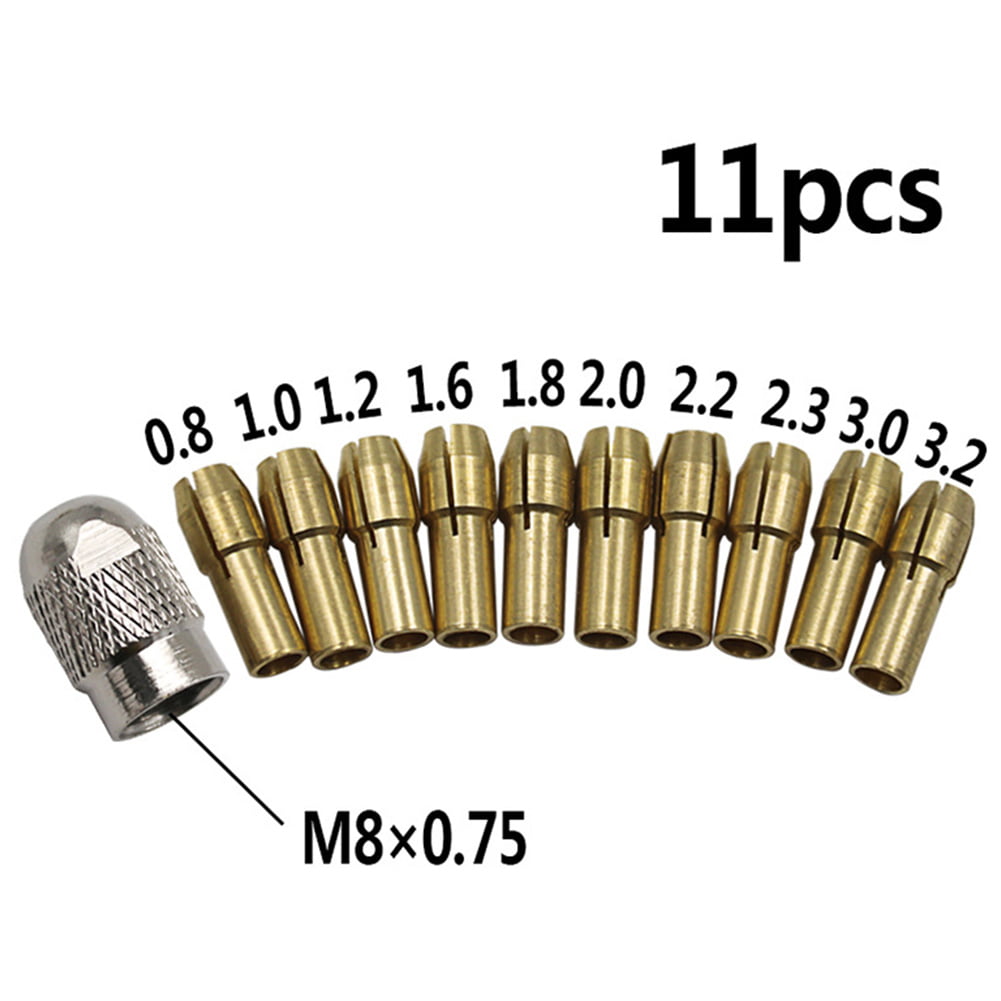 Mini Drill 11pcs/Set Power Tool Brass Collet Chuck Dremel Rotary Tool Drilling M 