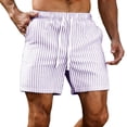 thumbnail image 2 of Favoffer Men's Linen Casual Shorts Striped Pocket Lace Up Elastic Waist Thin Loose Summer Active Short Pants for Beach Lounging Walking Outdoor, 2 of 9