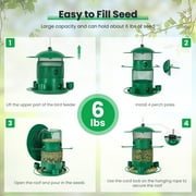 Wild Bird Feeder for Outdoors Hanging, Heavy Duty Metal Retractable Bird Feeders for Cardinal, Blue Jay,Finches, Wildlife Backyard Garden Birding Watching