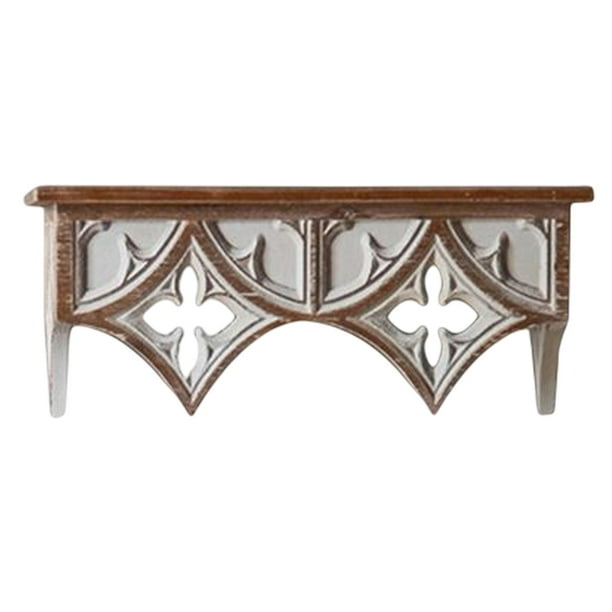 Estante de pared de madera, estante de almacenamiento, soporte rústico, estilo retro para el hogar y la sala de estar. 40cmx18cmx17cm