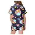 thumbnail image 3 of TZEWGL Pajamas For Girl Cute Printed Short Sleeve Button Up Top And Shorts 2 Pcs Set Jammies For Kids size 7-8T, 3 of 5