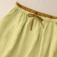thumbnail image 5 of Women's Summer Casual Vintage Cotton Linen Blend Skirt High Waist Elastic Loose Fit Midi Drawstring Slit Yellow XL(XL), 5 of 8