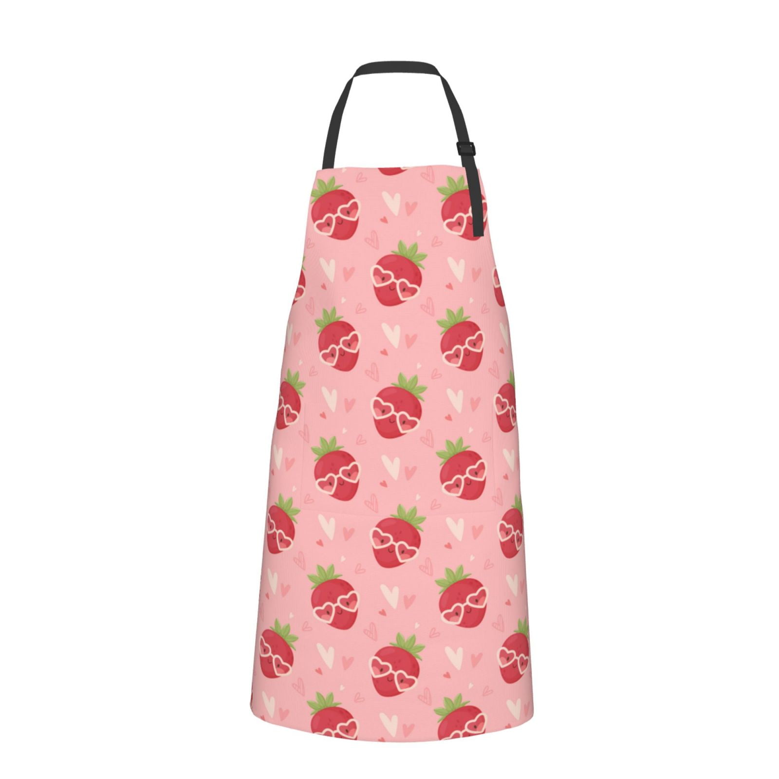 Picia Strawberries Waterproof Apron for Unisex Adult - Adjustable Bib Apron with Pockets, Ideal for Cooking, Gardening, Painting, and Household Chores