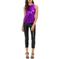 thumbnail image 3 of INSPIRE CHIC Women's Halloween Holographic Shiny Shirt Party Disco Metallic Tank Top for Women M Purple, 3 of 8
