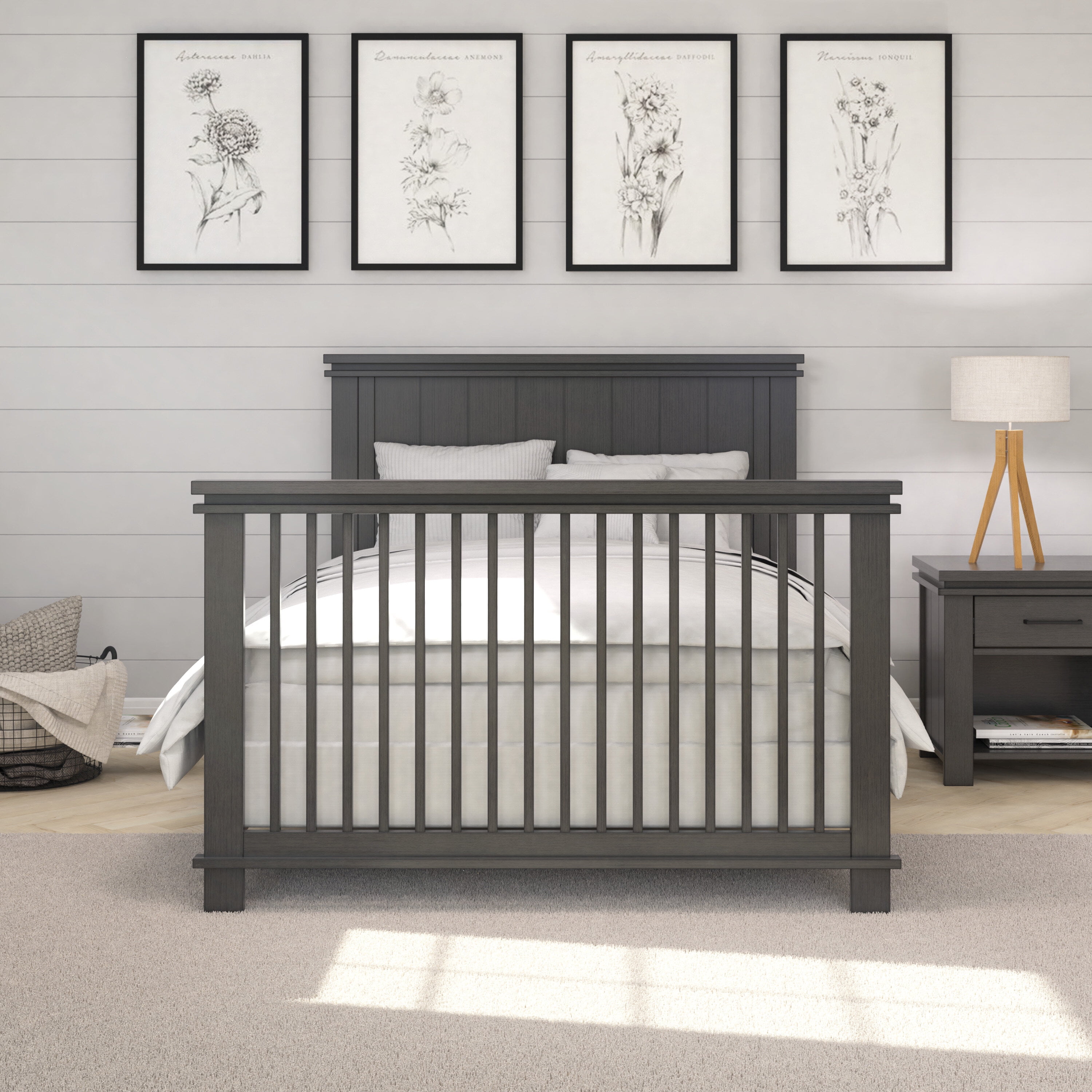Child Craft Full-Size Bed Rail Conversion Kit, Converts 4-in-1 Crib to Bed, Solid Wood, Midnight Gray