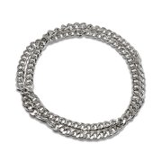 Men's Silver Colour & Stainless Steal Grey Colour Cuban Chain Necklace Set