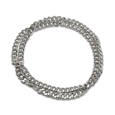 Men's Silver Colour & Stainless Steal Grey Colour Cuban Chain Necklace Set