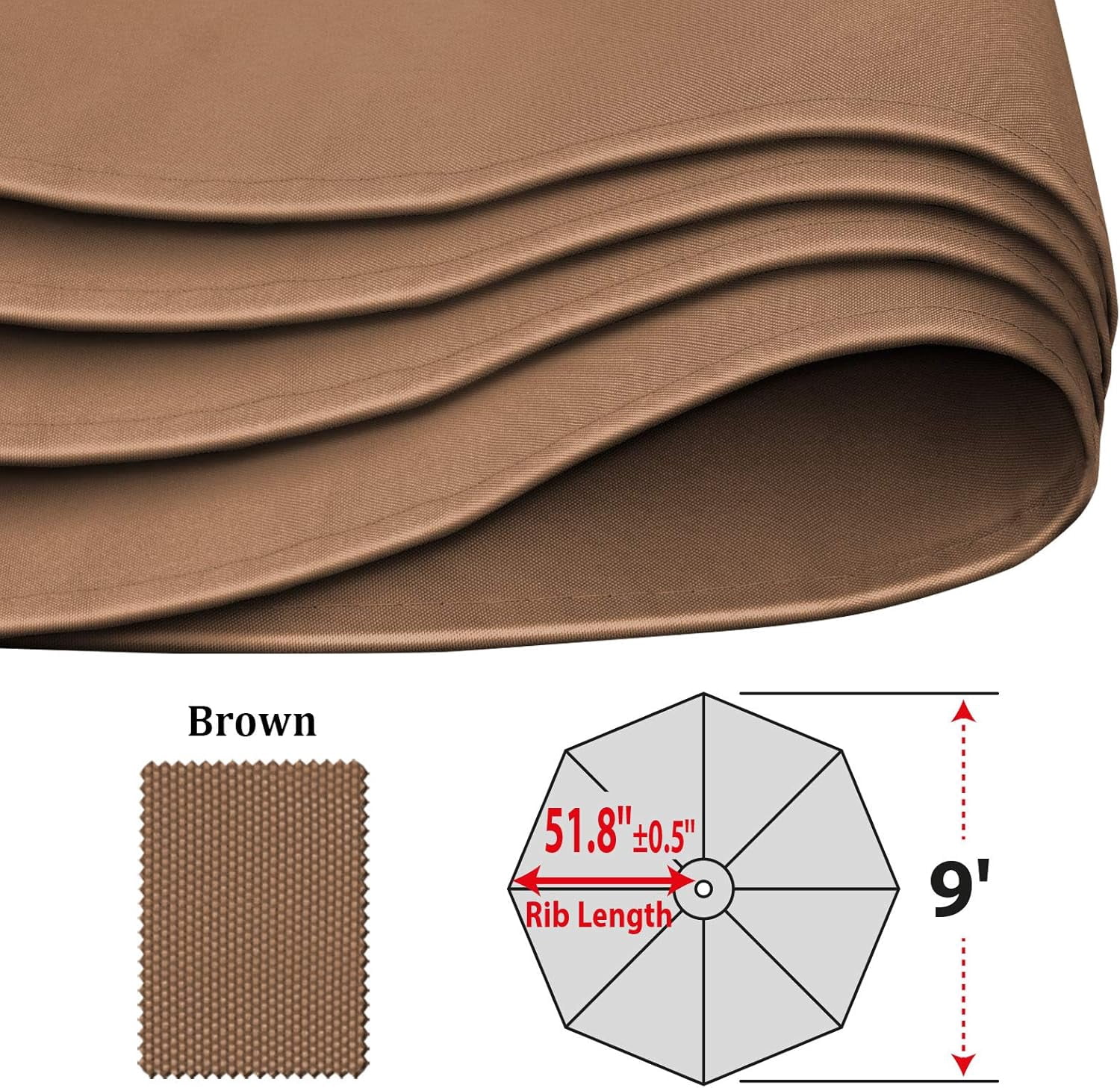 ALUVIERA 9ft Umbrella Cover Only for 8 Rib Outdoor Patio Umbrella Replacement Canopy Top
