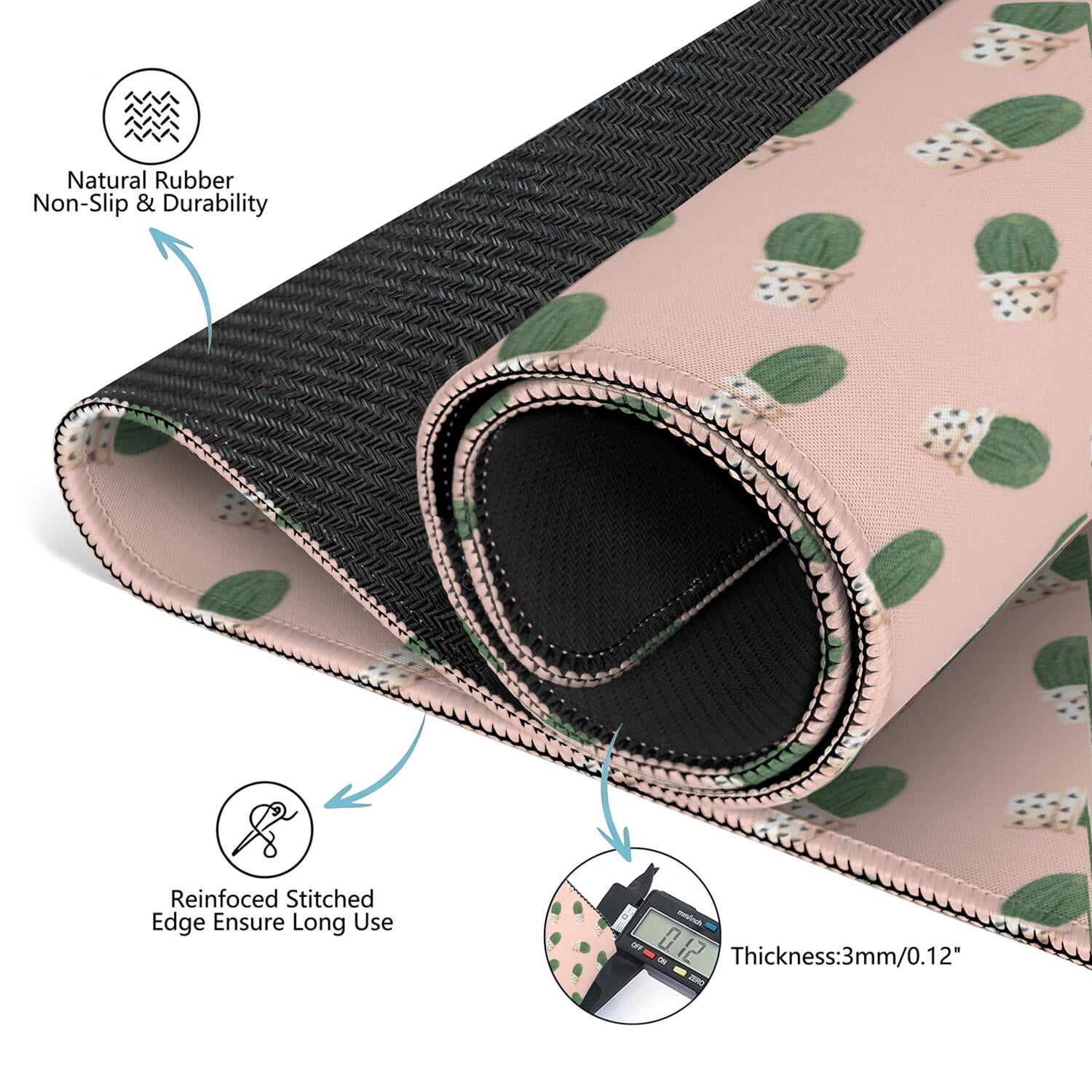 Square Plants Mahjong Mat 31.5 Inches Constructed from Durable Rubber with Anti-Slip Properties and Noise Dampening Technology for Multi-Functional Table Top