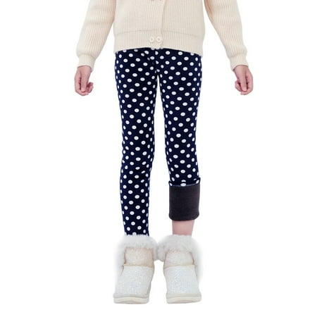 

2-13Y Kids Girl Stretchy Printed Leggings Thick Winter Warm Fleece Lined Pants