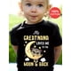 thumbnail image 1 of Gourd Doll Girls' 100% Cotton Tee - 'My Great Nana Loves Me to the Moon & Back' Cute Owl Print, Casual Round Neck Short Sleeve Top, Machine Washable, Black with Yellow & White Graphic Design, Girls C, 1 of 6
