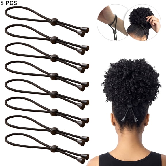 8PCS Adjustable Long Hair Ties, Elastic Scrunchies for Thick Hair Ponytail
