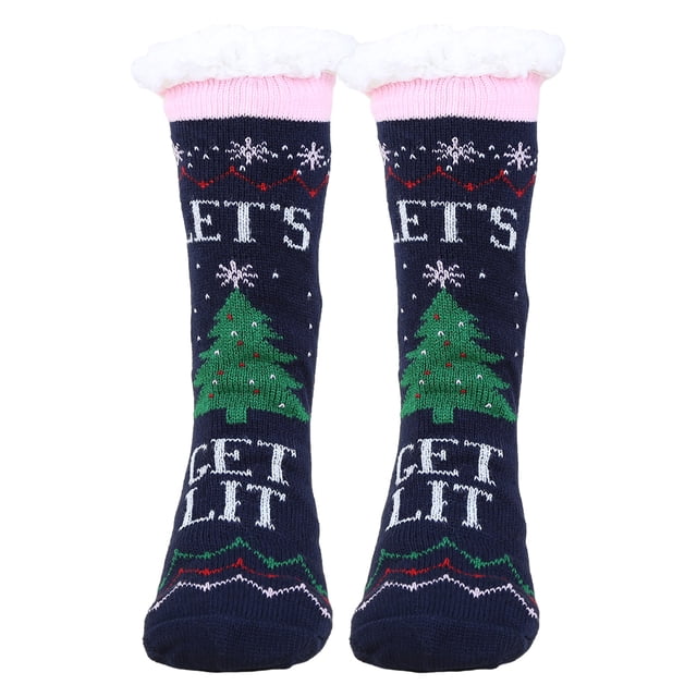 Sonducket Calcetines de piso de textura suave para mujeres máxima comodidad para los días fríos de invierno calcetines cálidos de invierno Medias árbol de navidad azul