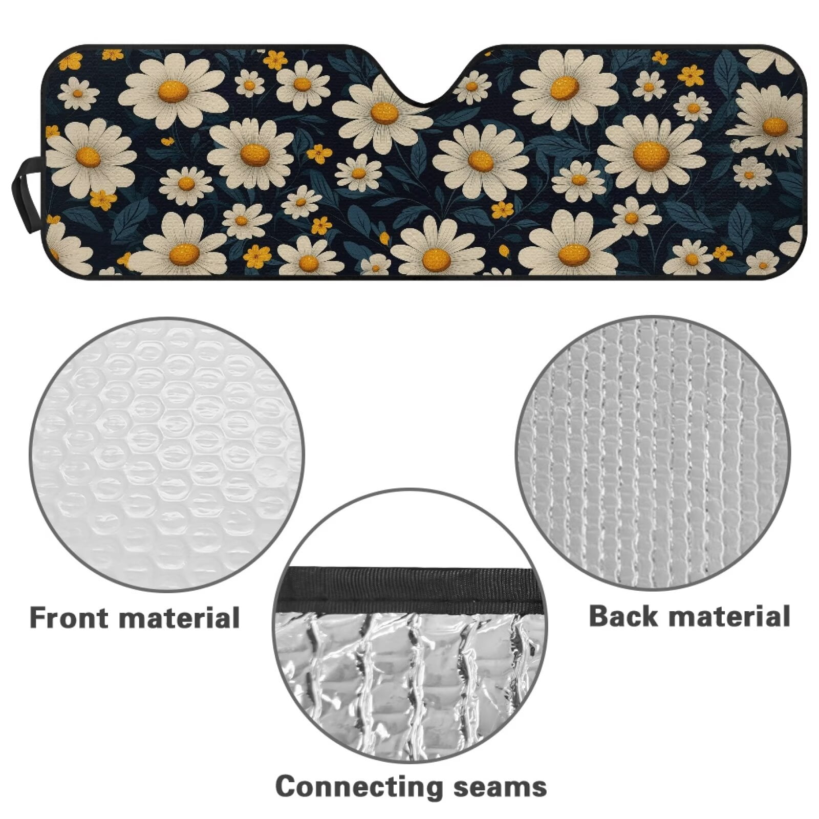 HUIACONG Bee Daisy Sunshade Windshield for Wrangler TJ JK Windshield Sunshade Visor Mat for Jeep Wrangler TJ JK JKU 1996-2018 Sun Shade Screen Accessories