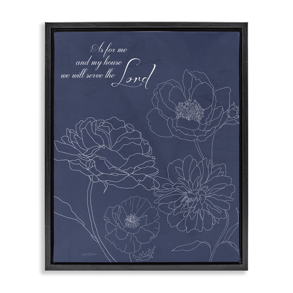 Stupell Industries Farmhouse Religious Floral Outline Phrase Black Floating Frame Canvas Art, 17 x 21, by Carol Robinson